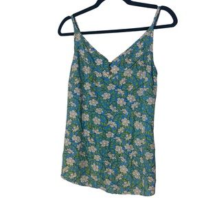CAbi Vine Floral Cami Cottonwood Top Blue Green Size Small